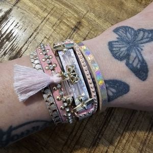 New suede/ leather beaded multi layer bracelet